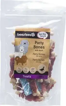 Intratuin Beeztees natuurlijke snack eend party bones 200 g aanbieding