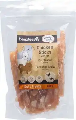 Intratuin Beeztees natuurlijke snack kip met vis staafjes 200 g aanbieding