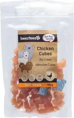 Intratuin Beeztees natuurlijke snack kip cubes 200 g aanbieding