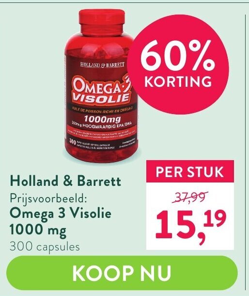 Omega 3 Visolie 1000 mg aanbieding bij Holland \u0026 Barrett