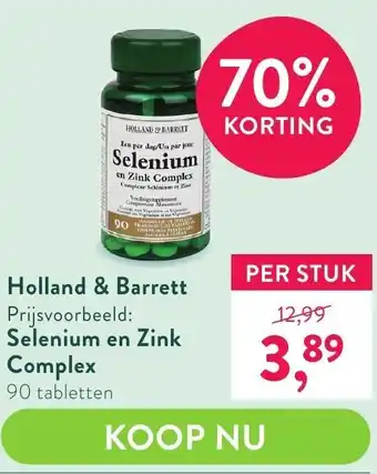 Holland & Barrett Selenium en Zink Complex aanbieding