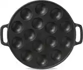 Bol.com NJOY Klassieke Poffertjesplaat - Gietijzer - Voor 15 poffertjes - Zwart aanbieding