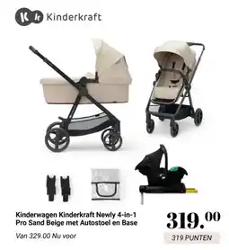 Van Asten BabySuperstore Kinderwagen Kinderkraft Newly 4-in-1 Pro Sand Beige met Autostoel en Base aanbieding