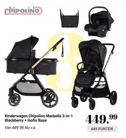 Van Asten BabySuperstore Kinderwagen Chipolino Marbella 3-in-1 Blackberry + Isofix Base aanbieding