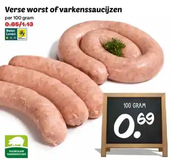 MCD Supermarkt Verse worst of varkenssaucijzen aanbieding