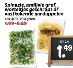 Boon`s Markt Spinazie, andijvie grof, worteltjes geschrapt of vastkokende aardappelen aanbieding
