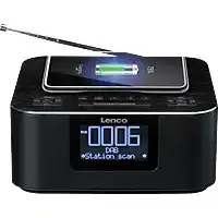 Bol.com Lenco CR-650BK - Wekkerradio met DAB/FM - Bluetooth - Draadloos opladen - Zwart aanbieding