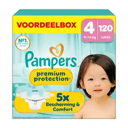 Etos Pampers Premium Protection Voordeelbox Luiers Maat 4 9-14 KG 120 stuks + 10 Pack Billendoekjes aanbieding