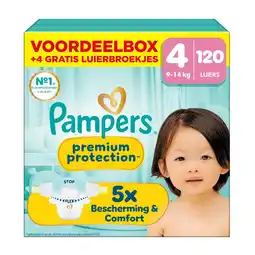 Etos Pampers Premium Protection Voordeelbox Luiers Maat 4 9-14 KG 120 stuks + 10 Pack Billendoekjes aanbieding