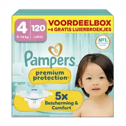 Etos Pampers Premium Protection Voordeelbox Luiers Maat 4 9-14 KG 120 stuks + 10 Pack Billendoekjes aanbieding
