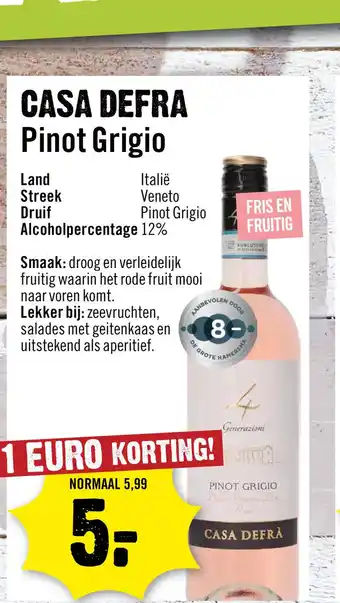 Dirck 3 Casa Defra Pinot Grigio Rose 75 cl aanbieding