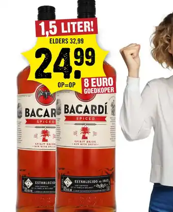Dirck 3 Bacardi Spiced Rum 150 cl aanbieding