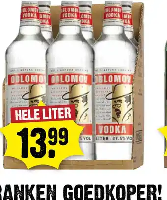 Dirck 3 Oblomov Vodka HELE LITER aanbieding