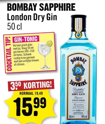 Dirck 3 Bombay Sapphire London Dry Gin aanbieding