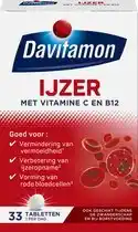 Wehkamp Davitamon IJzer met Vitamine C & B12 tabletten - 33 stuks aanbieding
