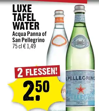 Dirck 3 Luxe Tafel Water Acqua Panna of San Pellegrino aanbieding