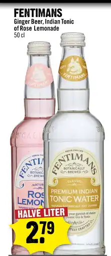 Dirck 3 Fentimans Ginger Beer, Indian Tonic of Rose Lemonade aanbieding