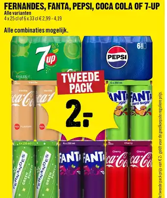 Dirck 3 Fernandes, fanta, pepsi, coca cola of 7-up aanbieding