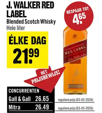 Dirck 3 Johnnie Walker Red Label Whisky 100 cl aanbieding