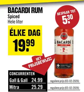 Dirck 3 Bacardi Spiced Rum 100 cl aanbieding