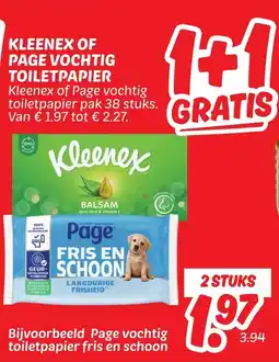 Dekamarkt Kleenex of page vochtig toiletpapier aanbieding