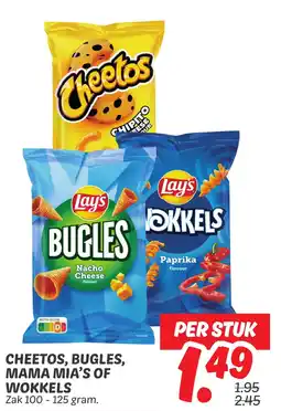Dekamarkt Cheetos, bugles, mama mia's of wokkels aanbieding