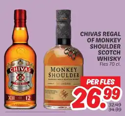 Dekamarkt Chivas regal of monkey shoulder scotch whisky aanbieding