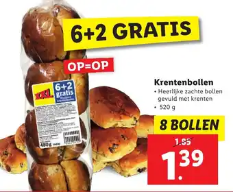 Lidl Krentenbollen 520g aanbieding