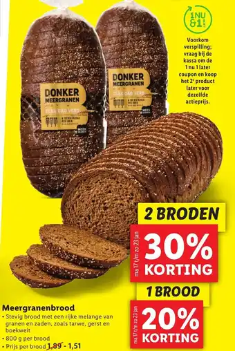 Lidl Meergranenbrood 800g aanbieding