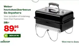 Welkoop Weber houtskoolbarbecue go anywhere aanbieding