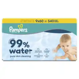 Albert Heijn Pampers 99% water baby wipes 9-pack aanbieding