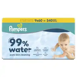 Albert Heijn Pampers 99% water baby wipes 9-pack aanbieding