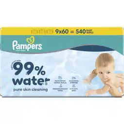 Albert Heijn Pampers 99% water baby wipes 9-pack aanbieding