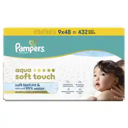 Albert Heijn Pampers Aqua soft touch wipes 9-pack aanbieding