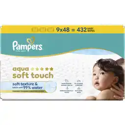 Albert Heijn Pampers Aqua soft touch wipes 9-pack aanbieding