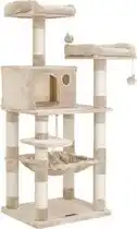 Bol.com Bobbel Home - Krabpaal 143 cm - Kattenboom - Kattenhuis - 2 knuffelige uitkijkplatforms - beige aanbieding