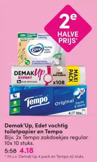 DA Demak'Up, Edet vochtig toiletpapier en Tempo aanbieding