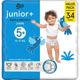 Albert Heijn Etos Junior+ soft & protect luiers maat 5+ aanbieding