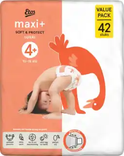 Albert Heijn Etos Maxi+ soft & protect luiers maat 4+ aanbieding