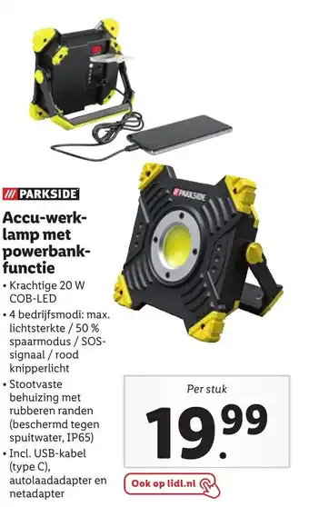 Lidl Accu-werk- lamp met powerbank- functie aanbieding