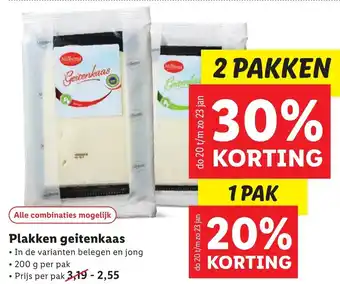 Lidl Plakken geitenkaas 200g aanbieding