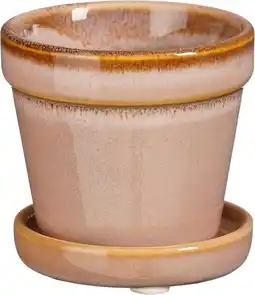 Intratuin Mica Decorations bloempot met schotel Clint roze D 7,5 H 7,5 cm aanbieding