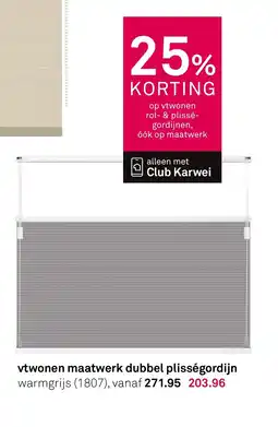 Karwei Vtwonen maatwerk dubbel plisségordijn aanbieding
