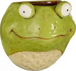 Intratuin Mica Decorations muur bloempot Paco kikker groen 16,5 x 10 x 16,5 cm aanbieding