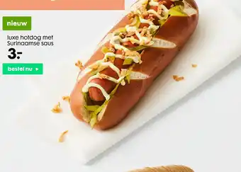 HEMA luxe hotdog met Surinaamse saus aanbieding