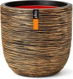 Intratuin Capi Europe bloempot Nature Rib zwart / goud D 35 H 34 cm aanbieding
