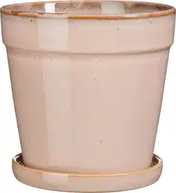 Intratuin Mica Decorations bloempot met schotel Clint roze D 20 H 20 cm aanbieding