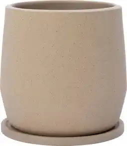 Intratuin Intratuin bloempot op schotel Adel beige D 26,5 H 26,5 cm aanbieding