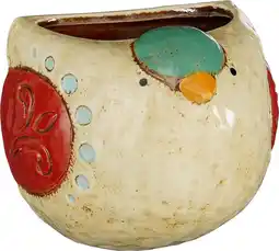 Intratuin Mica Decorations muur bloempot Paco vogel beige 15 x 11,5 x 13 cm aanbieding