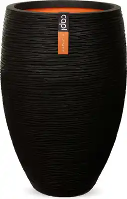 Intratuin Capi Europe bloempot Nature-Rib zwart D 56 H 84 cm aanbieding